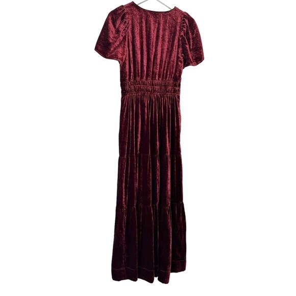 Anthropologie Somerset Maxi Dress Wine Velvet Size X-Small - Picture 9 of 13